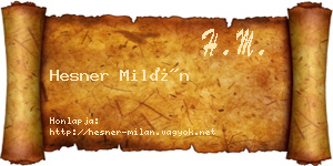 Hesner Milán névjegykártya